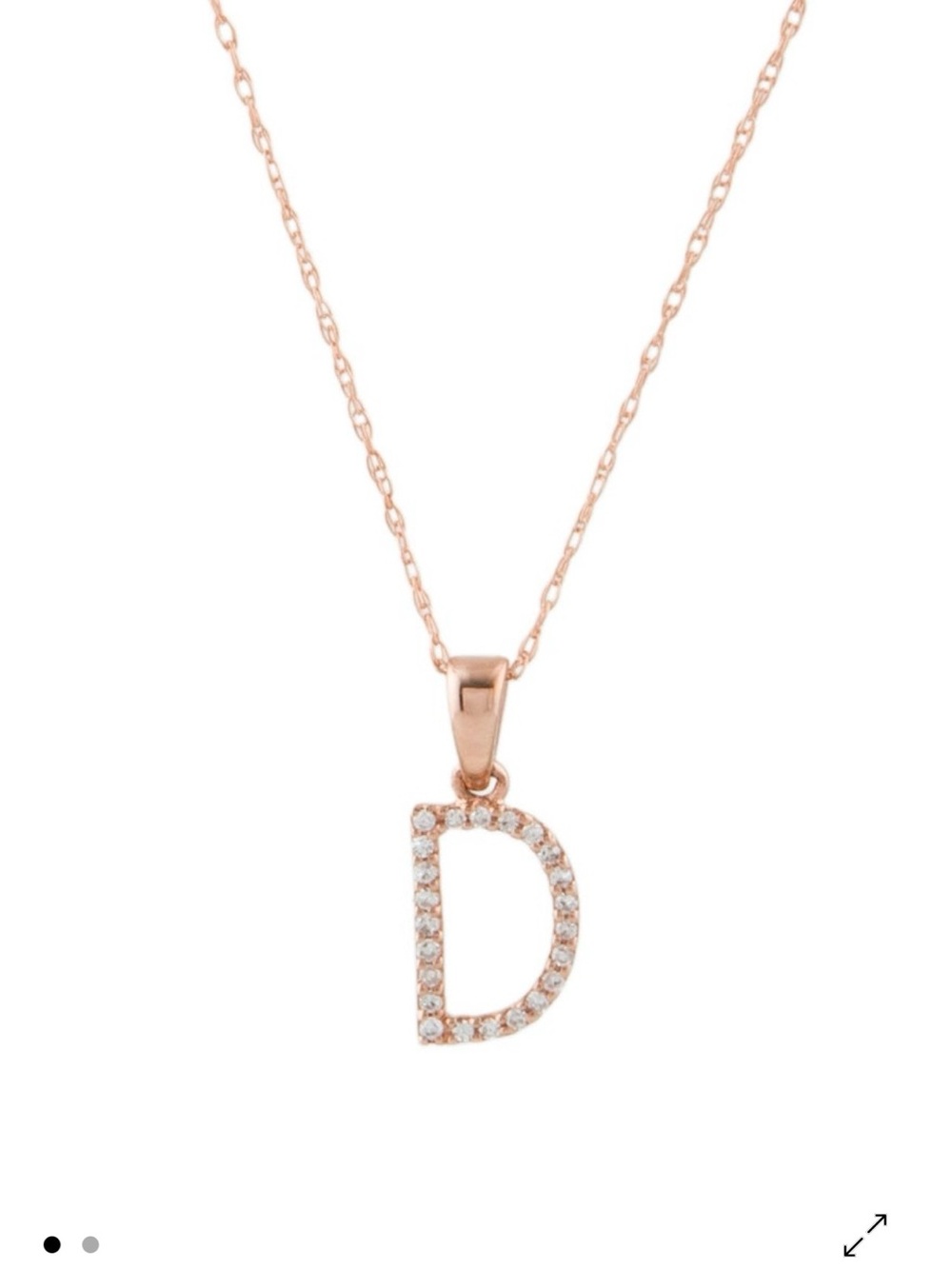 Sabina Rose Gold Diamond 'D' Letter Necklace